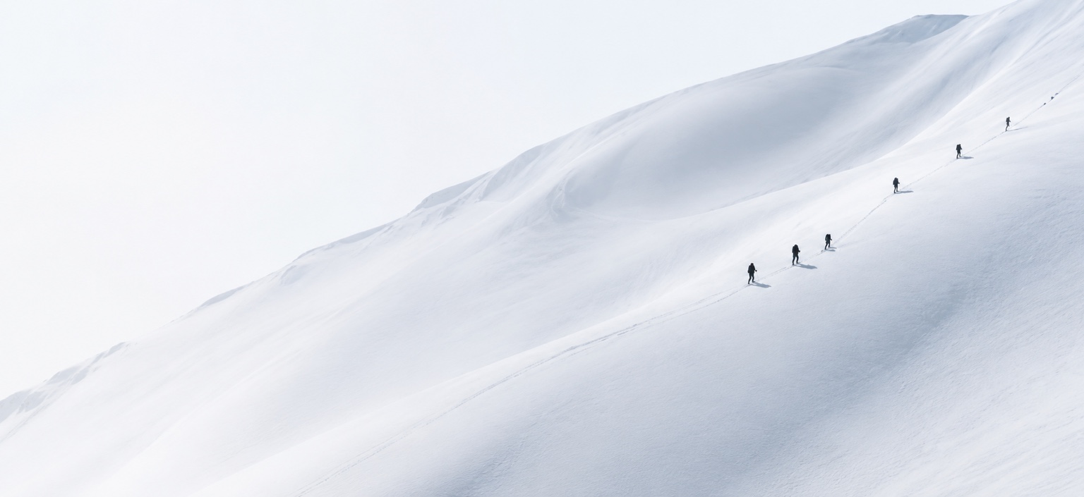 Climbers on a snowy mountain